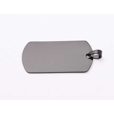 C033-Dog Tag INOX negru 43x24mm cu agatatoare-1buc - bijuterii personalizate din argint | simoshop