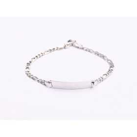 G1201-Bratara Figaro cu placuta Ag 925 rodiat 17cm 1 buc - bijuterii personalizate din argint | simoshop
