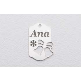 Tăbliță argint 925 personalizată cu nume, clopoței Crăciun