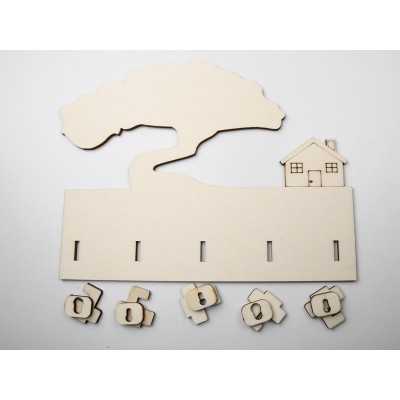 L1139 - Cuier chei din lemn Casuta 22x28cm - 1 buc - bijuterii personalizate din argint | simoshop