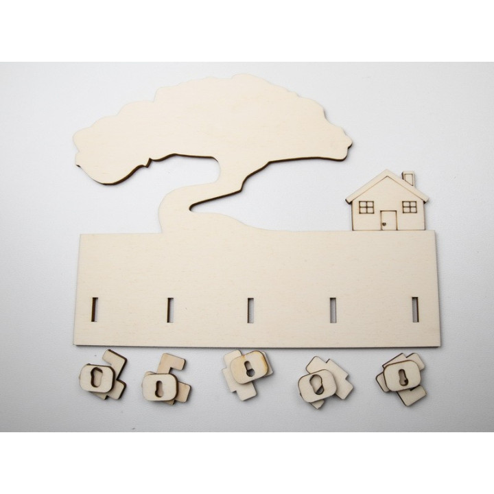 L1139 - Cuier chei din lemn Casuta 22x28cm - 1 buc - bijuterii personalizate din argint | simoshop