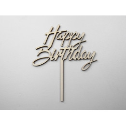 L1145-Topper lemn "Happy Birthday" 15x13cm 1buc - bijuterii personalizate din argint | simoshop