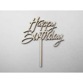 L1145-Topper lemn "Happy Birthday" 15x13cm 1buc - bijuterii personalizate din argint | simoshop
