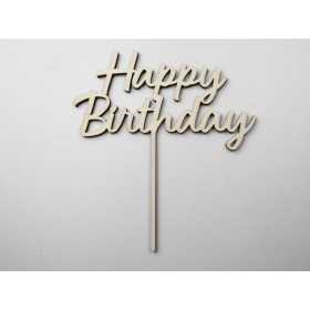 L1146-Topper lemn "Happy Birthday" 17x15cm 1buc - bijuterii personalizate din argint | simoshop