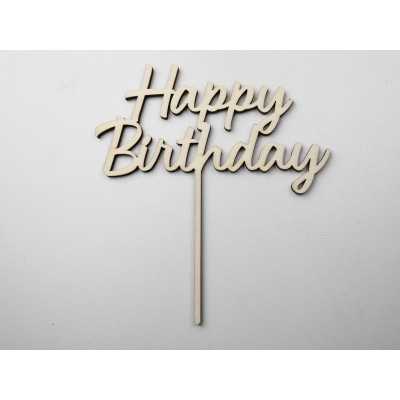 L1146-Topper lemn "Happy Birthday" 17x15cm 1buc - bijuterii personalizate din argint | simoshop