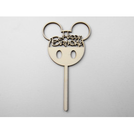 L1148-Topper lemn "Happy Birthday" Disney 15x8cm 1buc - bijuterii personalizate din argint | simoshop