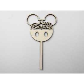 L1148-Topper lemn "Happy Birthday" Disney 15x8cm 1buc - bijuterii personalizate din argint | simoshop