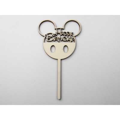 L1148-Topper lemn "Happy Birthday" Disney 15x8cm 1buc - bijuterii personalizate din argint | simoshop
