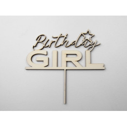 L1149-Topper lemn "Birthday Girl" 15x14cm 1buc - bijuterii personalizate din argint | simoshop