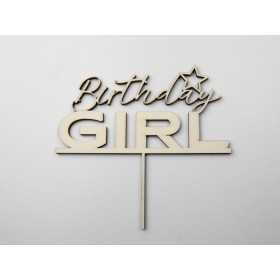 L1149-Topper lemn "Birthday Girl" 15x14cm 1buc - bijuterii personalizate din argint | simoshop