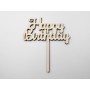 L1150-Topper lemn "Happy Birthday" 13x11cm 1buc - bijuterii personalizate din argint | simoshop