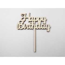 L1150-Topper lemn "Happy Birthday" 13x11cm 1buc - bijuterii personalizate din argint | simoshop
