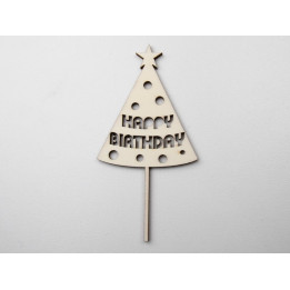 L1151-Topper lemn "Happy Birthday" 15x7.5cm 1buc - bijuterii personalizate din argint | simoshop