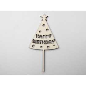 L1151-Topper lemn "Happy Birthday" 15x7.5cm 1buc - bijuterii personalizate din argint | simoshop