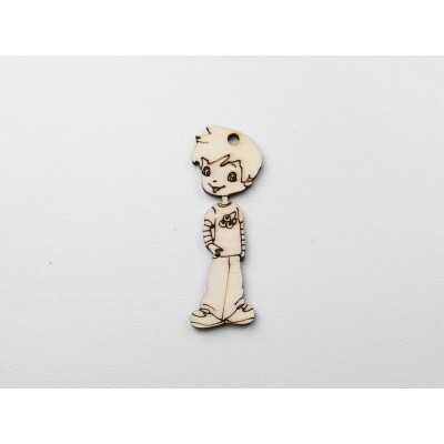 L1154-Decupaj lemn baietel 8x3cm - 1 buc - bijuterii personalizate din argint | simoshop
