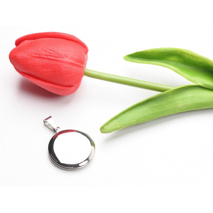 C015-Charm rotund inox cu agatatoare si loc pt foto 1buc - bijuterii personalizate din argint | simoshop