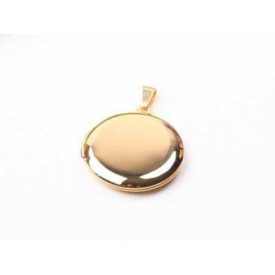 C016-Charm rotund inox auriu cu agatatoare si loc pt foto 1buc - bijuterii personalizate din argint | simoshop