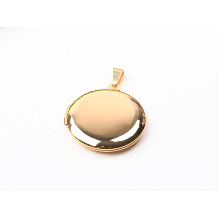 C016-Charm rotund inox auriu cu agatatoare si loc pt foto 1buc - bijuterii personalizate din argint | simoshop