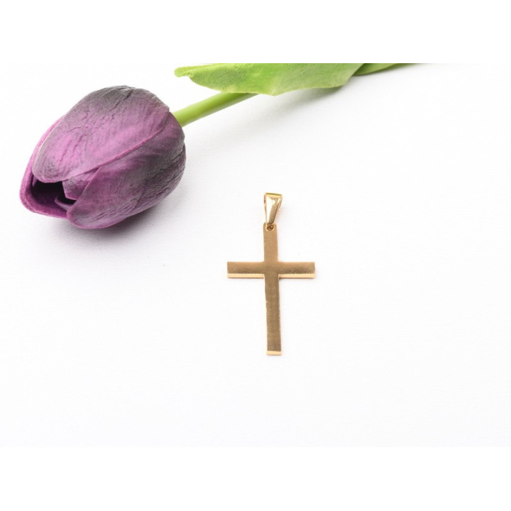 C020-Charm cruce inox auriu cu agatatoare  1buc - bijuterii personalizate din argint | simoshop