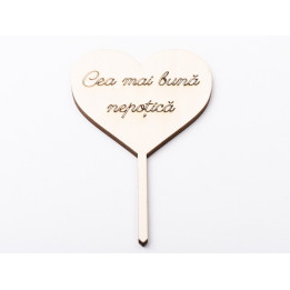 L1164-Topper lemn "Cea mai buna nepotica" 12x7.5 1buc - bijuterii personalizate din argint | simoshop