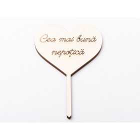 L1164-Topper lemn "Cea mai buna nepotica" 12x7.5 1buc - bijuterii personalizate din argint | simoshop