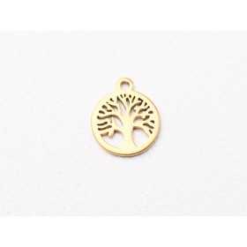 C024-Charm inox auriu Tree of Life 12x10mm 1buc - bijuterii personalizate din argint | simoshop