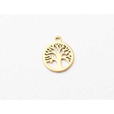 C024-Charm inox auriu Tree of Life 12x10mm 1buc - bijuterii personalizate din argint | simoshop