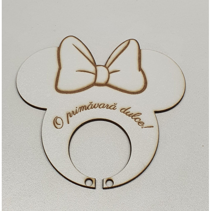 L1172-Decupaj MDF Minnie suport pentru acadele 90 x 90 mm 1 buc - bijuterii personalizate din argint | simoshop