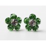 Cercei floare cu 6 cristale de 6mm Fancy Green - 1 pereche - bijuterii personalizate din argint | simoshop