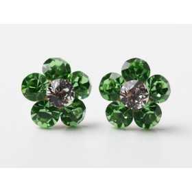 Cercei floare cu 6 cristale de 6mm Fancy Green - 1 pereche - bijuterii personalizate din argint | simoshop