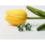 Cercei floare cu 6 cristale de 6mm Fancy Green - 1 pereche - bijuterii personalizate din argint | simoshop