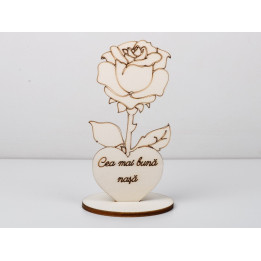 L1181-Decupaj lemn floare cu suport "Cea mai buna nasa" -1 buc - bijuterii personalizate din argint | simoshop