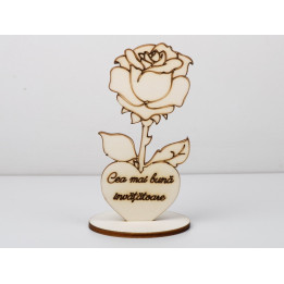 copy of L561-Decupaj lemn floare cu suport "Cea mai buna bunica" -1 buc - bijuterii personalizate din argint | simoshop