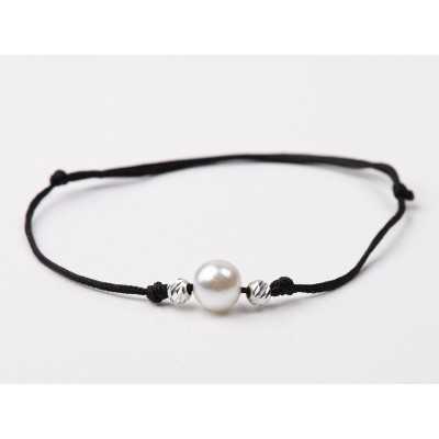 B007-Bratara reglabila cu perla si distantiere argint - bijuterii personalizate din argint | simoshop