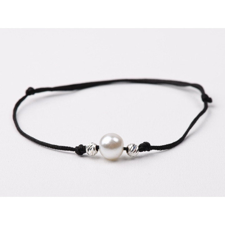B007-Bratara reglabila cu perla si distantiere argint - bijuterii personalizate din argint | simoshop