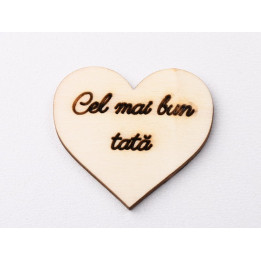 L1197-Decupaj inima lemn "Cel mai bun tata"-5cm, 1 buc - bijuterii personalizate din argint | simoshop