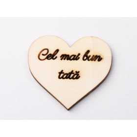 L1197-Decupaj inima lemn "Cel mai bun tata"-5cm, 1 buc - bijuterii personalizate din argint | simoshop