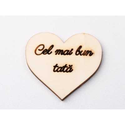 L1197-Decupaj inima lemn "Cel mai bun tata"-5cm, 1 buc - bijuterii personalizate din argint | simoshop