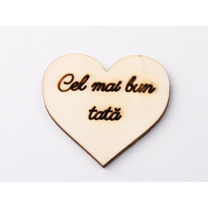L1197-Decupaj inima lemn "Cel mai bun tata"-5cm, 1 buc - bijuterii personalizate din argint | simoshop