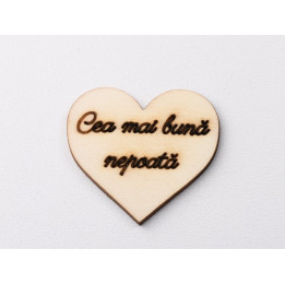 L1199-Decupaj inima lemn "Cea mai buna nepoata"-5cm, 1 buc - bijuterii personalizate din argint | simoshop