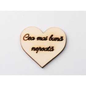 L1199-Decupaj inima lemn "Cea mai buna nepoata"-5cm, 1 buc - bijuterii personalizate din argint | simoshop