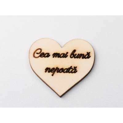 L1199-Decupaj inima lemn "Cea mai buna nepoata"-5cm, 1 buc - bijuterii personalizate din argint | simoshop