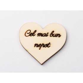 L1200-Decupaj inima lemn "Cel mai bun nepot"-5cm, 1 buc - bijuterii personalizate din argint | simoshop