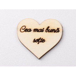 L1201-Decupaj inima lemn "Cel mai buna sotie"-5cm, 1 buc - bijuterii personalizate din argint | simoshop