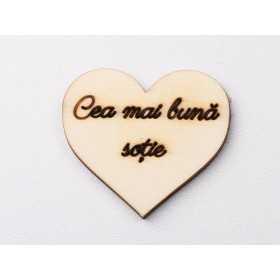 L1201-Decupaj inima lemn "Cel mai buna sotie"-5cm, 1 buc - bijuterii personalizate din argint | simoshop