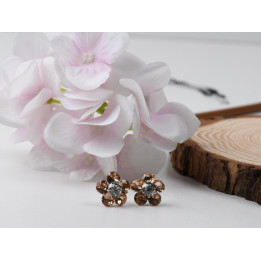 copy of Cercei floare cu 3 cristale de 6mm, tangerine - 1 pereche - bijuterii personalizate din argint | simoshop