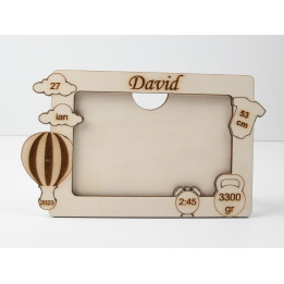 L1202- Tablou / rama foto lemn Date nastere  20x12cm - bijuterii personalizate din argint | simoshop