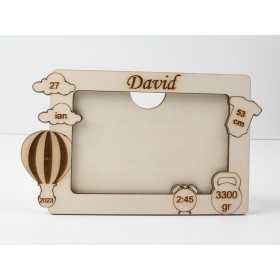 L1202- Tablou / rama foto lemn Date nastere 20x12cm - bijuterii personalizate din argint | simoshop