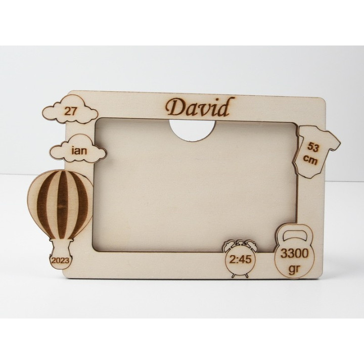 L1202- Tablou / rama foto lemn Date nastere  20x12cm - bijuterii personalizate din argint | simoshop