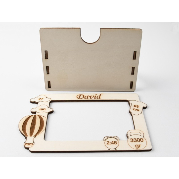 L1202- Tablou / rama foto lemn Date nastere  20x12cm - bijuterii personalizate din argint | simoshop